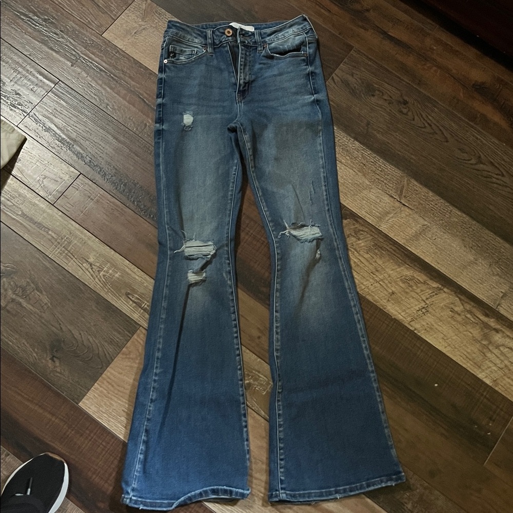 KanCan Women's Boot Cut Jeans - Distressed Blue